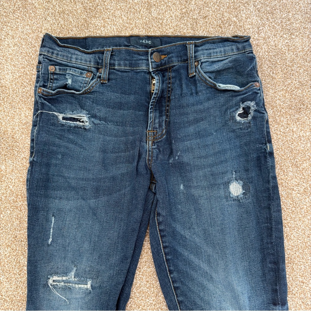 AERO Distressed Skinny Jeans 30x30 Medium Wash Stretch Ripped Denim - Picture 4 of 12